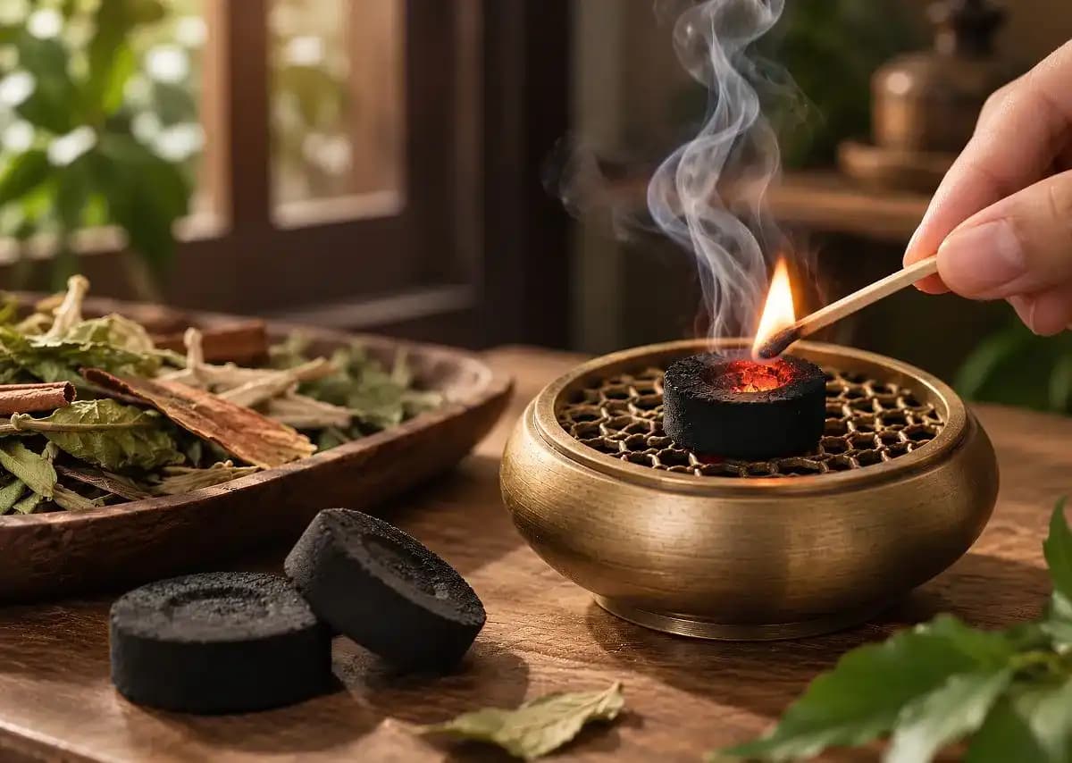 Cách đốt than vi sinh xông nhà an toàn - Từ mồi than đến đặt thảo mộc